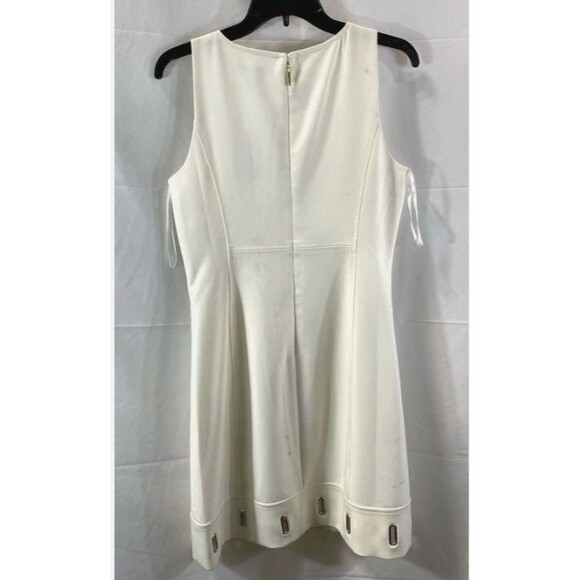 WHBM Womens White Solid Grommet Hem Shift Dress Size 6 NWT - Picture 3 of 7